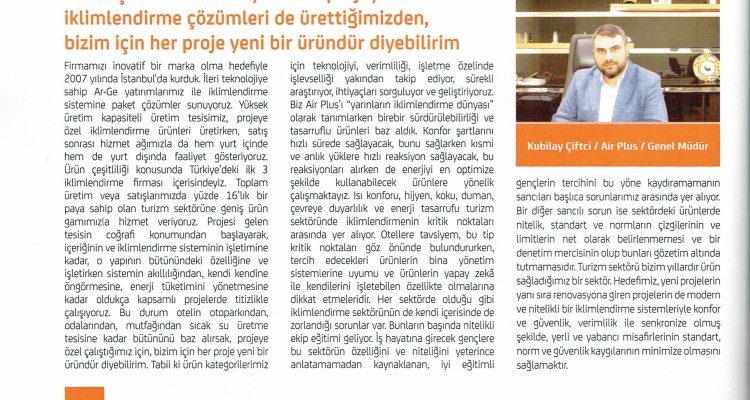Kubilay ÇİFTCİ in Turizmproje Magazine